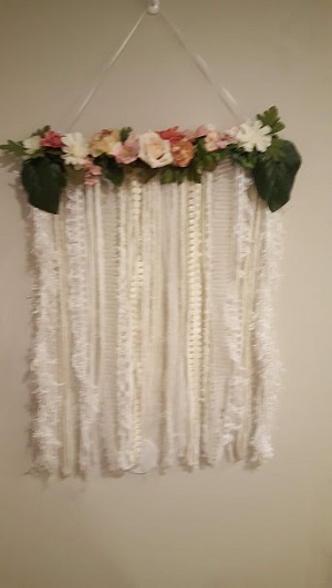 Pink Floral And Lace Wall Hanging